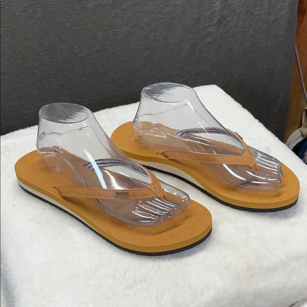 kiailu Orange Sandals with‎ Modern Clear Straps